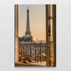 Quadro Decorativo Vertical Torre Eiffel Janela Sem Moldura E