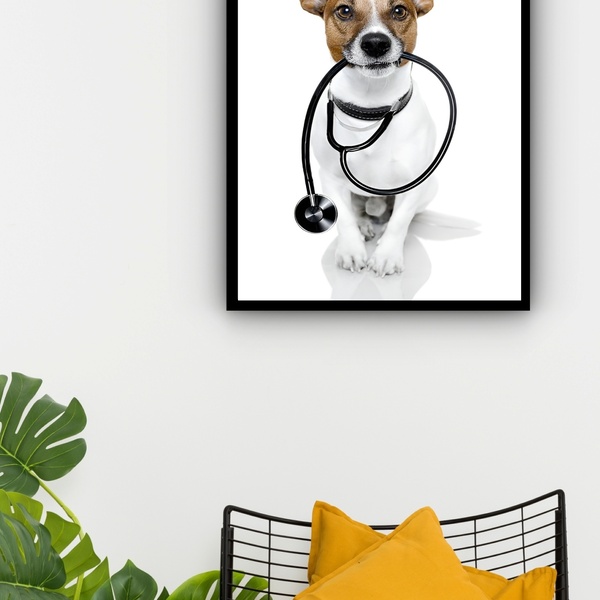 Quadro Decorativo Veterinária Cão Doutor  - 70x50cm Moldura B