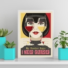 Quadro Decorativo Vinho Glasses 24x18cm - Com Vidro Moldura:m