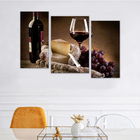 Quadro Decorativo Vinho Queijo E Salame 3 Peças   Sala
