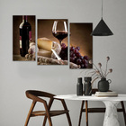 Quadro Decorativo Vinho Queijo E Salame 3 Peças   Sala