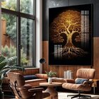 Quadro Decorativo Vinil Com Vidro Arvore Brilhante 110x80 Col