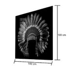 Quadro Decorativo Vinil Com Vidro Cocar 100x100 Colorido