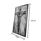 Quadro Decorativo Vinil Com Vidro Cruz Jesus Gold 100x70 Colo