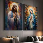 Quadro Decorativo Vinil Com Vidro Jesus E Maria 140x110 Color