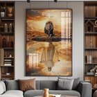 Quadro Decorativo Vinil Com Vidro Leão/deus 100x70 Colorido