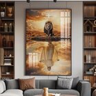 Quadro Decorativo Vinil Com Vidro Leão/deus 120x80 Colorido