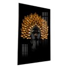 Quadro Decorativo Vinil Com Vidro Mulher Negra Dourada 120x80