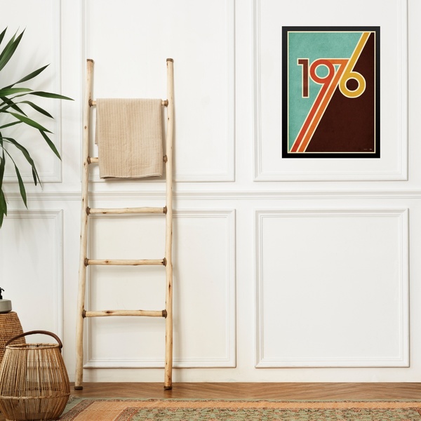 Quadro Decorativo Vintage - Ano 1976 33x24cm Moldura Branca