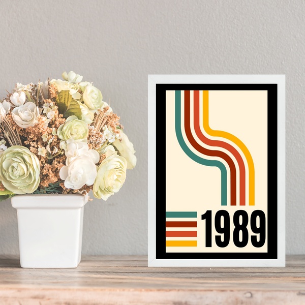 Quadro Decorativo Vintage - Ano 1989 24x18cm - Com Vidro Mold