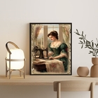 Quadro Decorativo Vintage Costureira 33x24cm - Com Vidro Mold