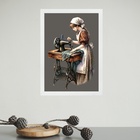 Quadro Decorativo Vintage Costureira Trabalhando 45x34cm Mold