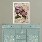 Quadro Decorativo Vintage Flor Hortência 24x18cm - Com Vidro