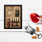 Quadro Decorativo Vintage Garrafas De Vinho 24x18cm Moldura B