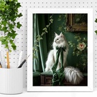 Quadro Decorativo Vintage Gato Esmeralda 24x18cm - Com Vidro