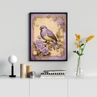 Quadro Decorativo Vintage Passarinho Lilás 24x18cm Moldura:ma