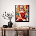 Quadro Decorativo Vintage Pin Up Clássica Poá  - 70x50cm Mold