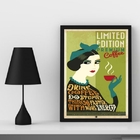 Quadro Decorativo Vintage Premium coffee 24x18cm Moldura:made