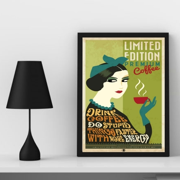 Quadro Decorativo Vintage Premium coffee 33x24cm Moldura:made