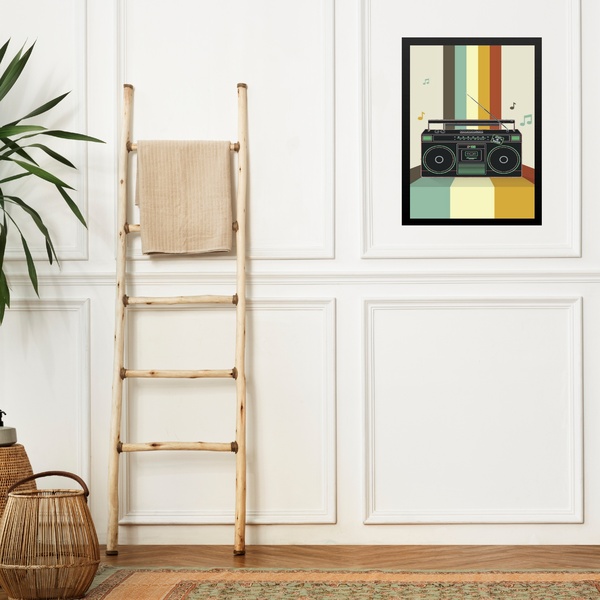 Quadro Decorativo Vintage - Rádio Toca Fita 45x34cm Moldura B