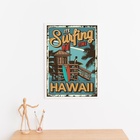 Quadro Decorativo Vintage Surf Hawaii 24x18cm Moldura Preta