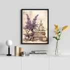 Quadro Decorativo Vintage Vaso Lavanda 45x34cm - Com Vidro Mo