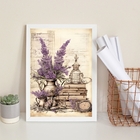 Quadro Decorativo Vintage Vaso Lavanda 45x34cm Moldura:madeir