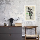 Quadro Decorativo Vintage Yoda 45x34cm Moldura:madeira Preta