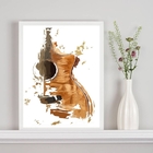 Quadro Decorativo Violão- Aquarela 24x18cm Moldura:madeira Br