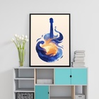 Quadro Decorativo Violão Abstrato - Sol 33x24cm - Com Vidro M