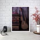 Quadro Decorativo Violino Com Livros 45x34cm Moldura:madeira