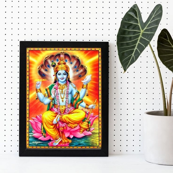 Quadro Decorativo Vishnu 33x24cm Moldura:madeira Branca