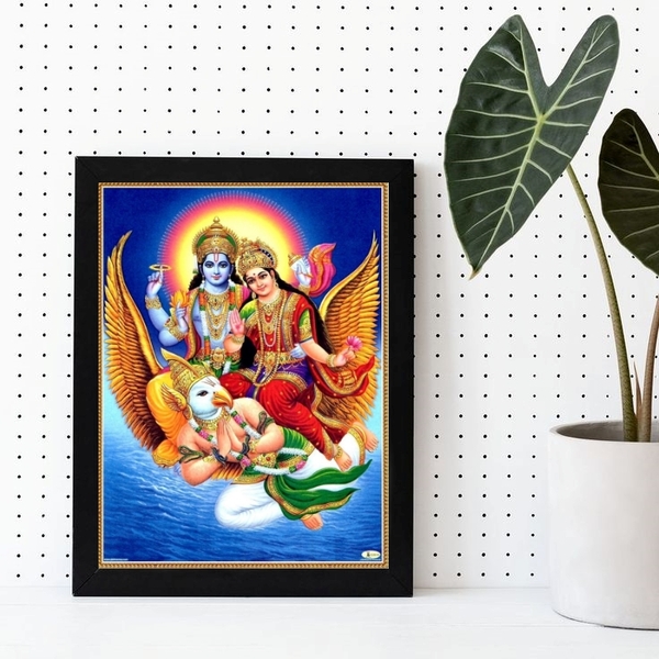 Quadro Decorativo Vishnu E Lakshmi 33x24cm Moldura:madeira Pr