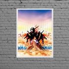 Quadro Decorativo Vôlei De Praia 24x18cm - Com Vidro Moldura: