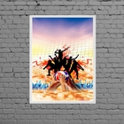 Quadro Decorativo Vôlei De Praia 24x18cm Moldura:madeira Preta