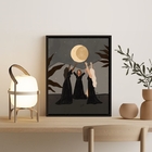 Quadro Decorativo Wicca Ritual Da Lua 24x18cm Moldura:madeira