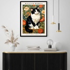Quadro Decorativo William Morris Gato  - 70x50cm Moldura Preta