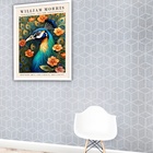 Quadro Decorativo William Morris Pavão  - 70x50cm Moldura Pre