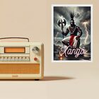 Quadro Decorativo Xangô 33x24cm Moldura Branca