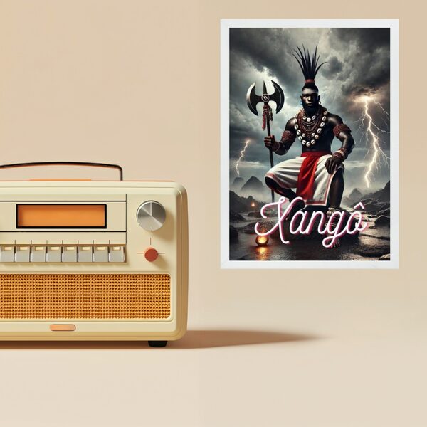 Quadro Decorativo Xangô 33x24cm Moldura Preta