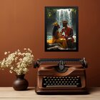 Quadro Decorativo Xangô E Oxum 45x34cm - Com Vidro Moldura Pr