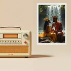 Quadro Decorativo Xangô E Oxum 45x34cm Moldura Preta