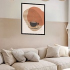 Quadro Decorativo Xícara Café Abstrato  - 70x50cm Moldura Bra