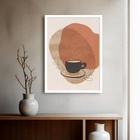 Quadro Decorativo Xícara Café Abstrato  - 70x50cm Moldura Bra