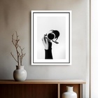 Quadro Decorativo Xícara Café Mão P&b  - 70x50cm Moldura Preta
