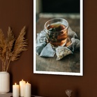 Quadro Decorativo Xícara Chá Sachês  - 70x50cm Moldura Preta