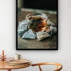 Quadro Decorativo Xícara Chá Sachês  - 70x50cm Moldura Preta