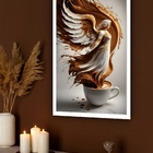 Quadro Decorativo Xícara Chocolate Anjo  - 70x50cm Moldura Br