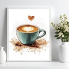 Quadro Decorativo Xícara De Café Aquarela Coração 24x18cm - C