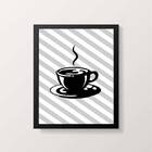 Quadro Decorativo Xícara De Café Com Fundo Listrado 45x34cm A